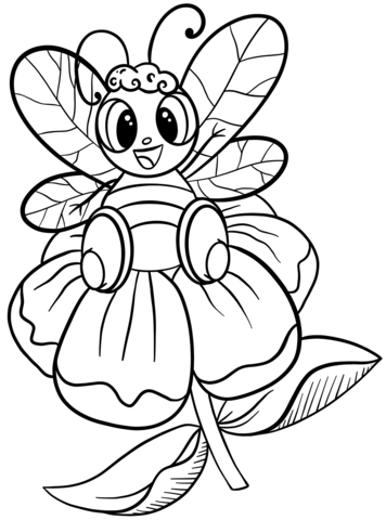 Happy Smiling Bee Coloring Page